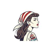 A woman with a tattoo and a bandana vector