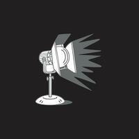 A white light bulb on a stand with a black background vector