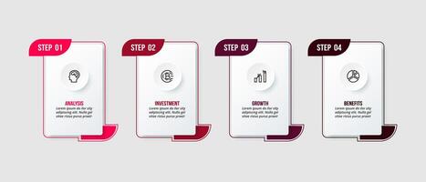 4 steps square infographic template. vector
