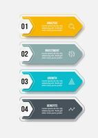 Workflow 4 steps for presentation infographic. vector