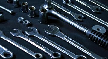Chrome Vanadium Wrenches And Socket Spanners Angle View photo