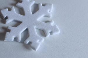 Winter Symbol For Wallpaper Or Background. Flat Snowflake With Light Shades On White Background Closeup Image photo