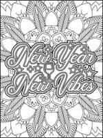 New Year New Vibes Quote Coloring Page for Adults. New Year Quote Coloring Page. vector