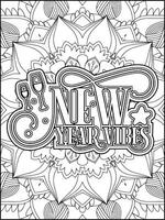 New Year Vibes Quote Coloring Page for Adults. New Year Quote Coloring Page. vector