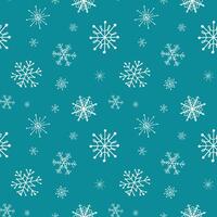 Simple Christmas snow seamless pattern with geometric motifs. Snowflakes and circles with different ornaments on blue grey background. Retro textile collection. vector