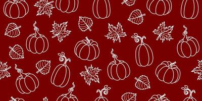 Silhouette autumn pumpkin background, seamless pattern. vector