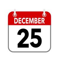 25 December, calendar icon isolated on white background. vector