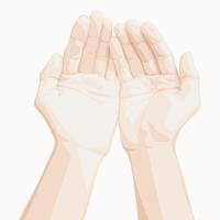 Open Hands Reaching Up. Two open hands cupped together. vector