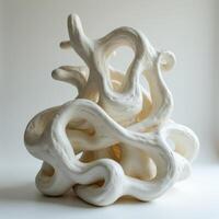 A sculpture made out of white clay with a spiral shape photo