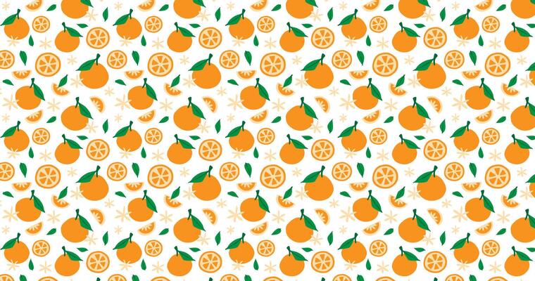 Oranges Seamless pattern and leaves. Fruit pattern Orange Fruit background design.