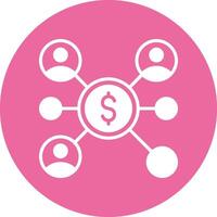 A pink circle with an icon of people and money vector