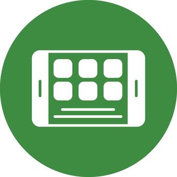 A green circle with a square on top of it vector