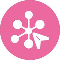 A pink circle with a white icon of a person and a circle vector