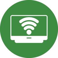 A green and white icon with a wifi symbol vector