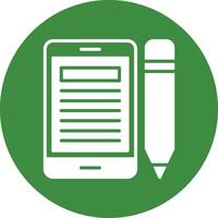 A green circle with a pen and a phone vector