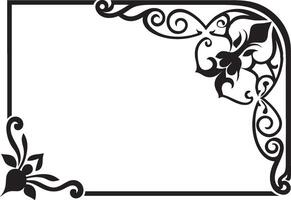 A black and white square frame with a floral design vector