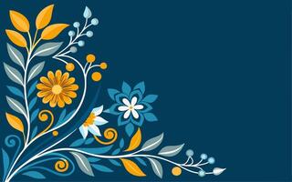 Floral border on blue background vector