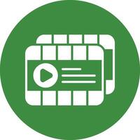 A green and white icon with a player vector