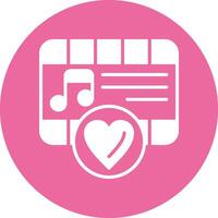 A pink circle with a heart and music notes vector