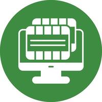 A green and white icon of a computer screen vector