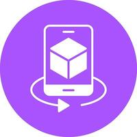A phone with a box on it and a purple circle vector