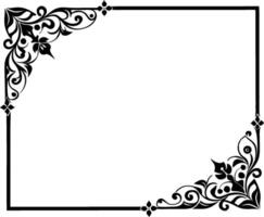 A black and white square frame with a floral design vector