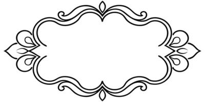 A black and white drawing of a frame with a scroll vector