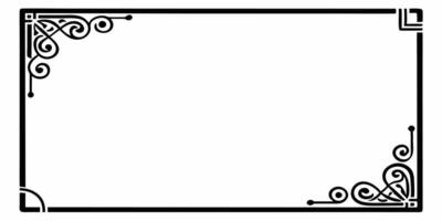 A black and white square frame with a scroll design vector