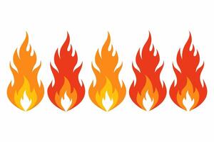 four different types of fire flames on a white background vector