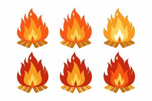 four different bonfires on a white background vector