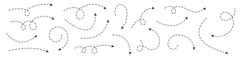 Curved dotted arrow. Zigzag arrow stripes design with dotted lines. vector