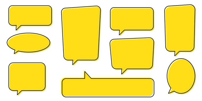 Chat bubble in yellow, speech bubble, message box set. Yellow quote background. vector