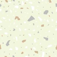 Terrazzo seamless pattern. Marble flooring in pastel colors. Polished rock surface. Light beige background with colored stones texture vector