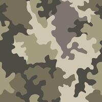 Brown beige camouflage seamless pattern. Modern military camo texture. Desert masking color vector