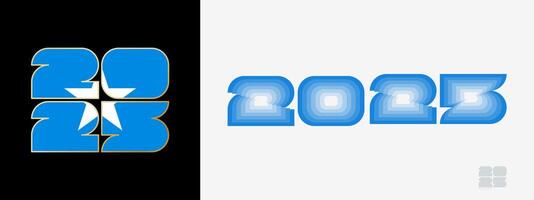 Year 2025 with flag of Somalia and in color palate of Somalia flag. Happy New Year 2025 in two different style. vector