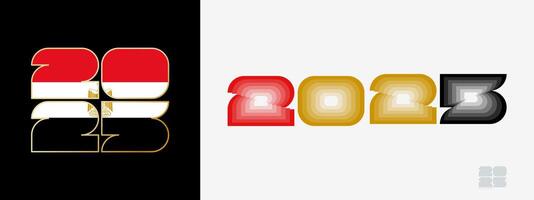 Year 2025 with flag of Egypt and in color palate of Egypt flag. Happy New Year 2025 in two different style. vector