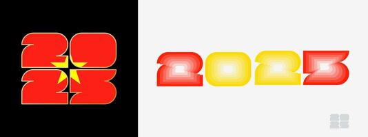 Year 2025 with flag of Vietnam and in color palate of Vietnam flag. Happy New Year 2025 in two different style. vector