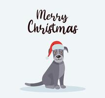 Postcard with a dog, puppy. Happy holidays. Greeting concept. Ideal for print, postcard or label. New Year card. illustration on a white background. vector