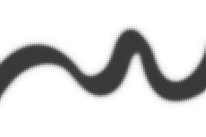 Abstract dotted pattern on white background. Halftone wavy flowing line. Black curve dynamic design element. Geometric gradient shape. Music sound rhythm. vector