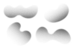 Dotted noisy gradient shapes. Grainy abstract spray paint wavy shadow on white background. grunge halftone effect. Fluid dusty blobs. vector