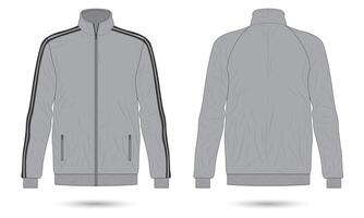 Grey training jacket mockup front and back view vector