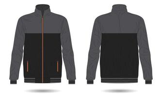 Black and grey bomber jacket mockup front and back view vector