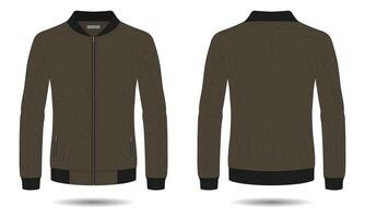 Brown bomber jacket mockup front and back view vector