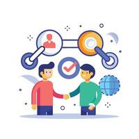 White Background Affiliate Marketing Icon with Chain Link vector