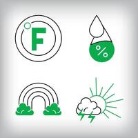 Humidity, fahrenheit and cloudy sun precipitation icon set. Different linear weather designs. vector