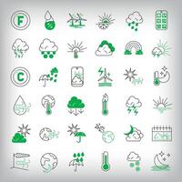 Set of 36 weather and meteorology icons. Different linear weather designs. vector