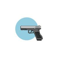 Unique Air Soft Gun Logo with blue circle. icon use blue and grey color vector