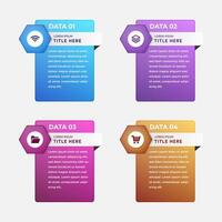 Infographic design template. Creative concept with 4 steps. Can be used for workflow layout, diagram, banner, webdesign. illustration. hexagon and square style with gradient colors. vector