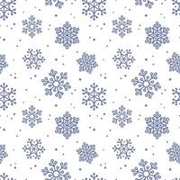 Seamless background of blue snowflakes, snowfall on white background. Winter holidays theme, Christmas and New Year texture. Elegant repeating design for decor, wrapping gift paper. vector