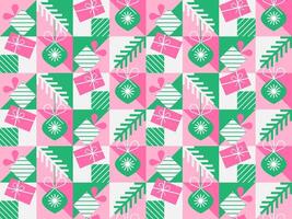 Christmas geometric seamless pattern with square icons elements. Abstract design in flat minimalist style. vector